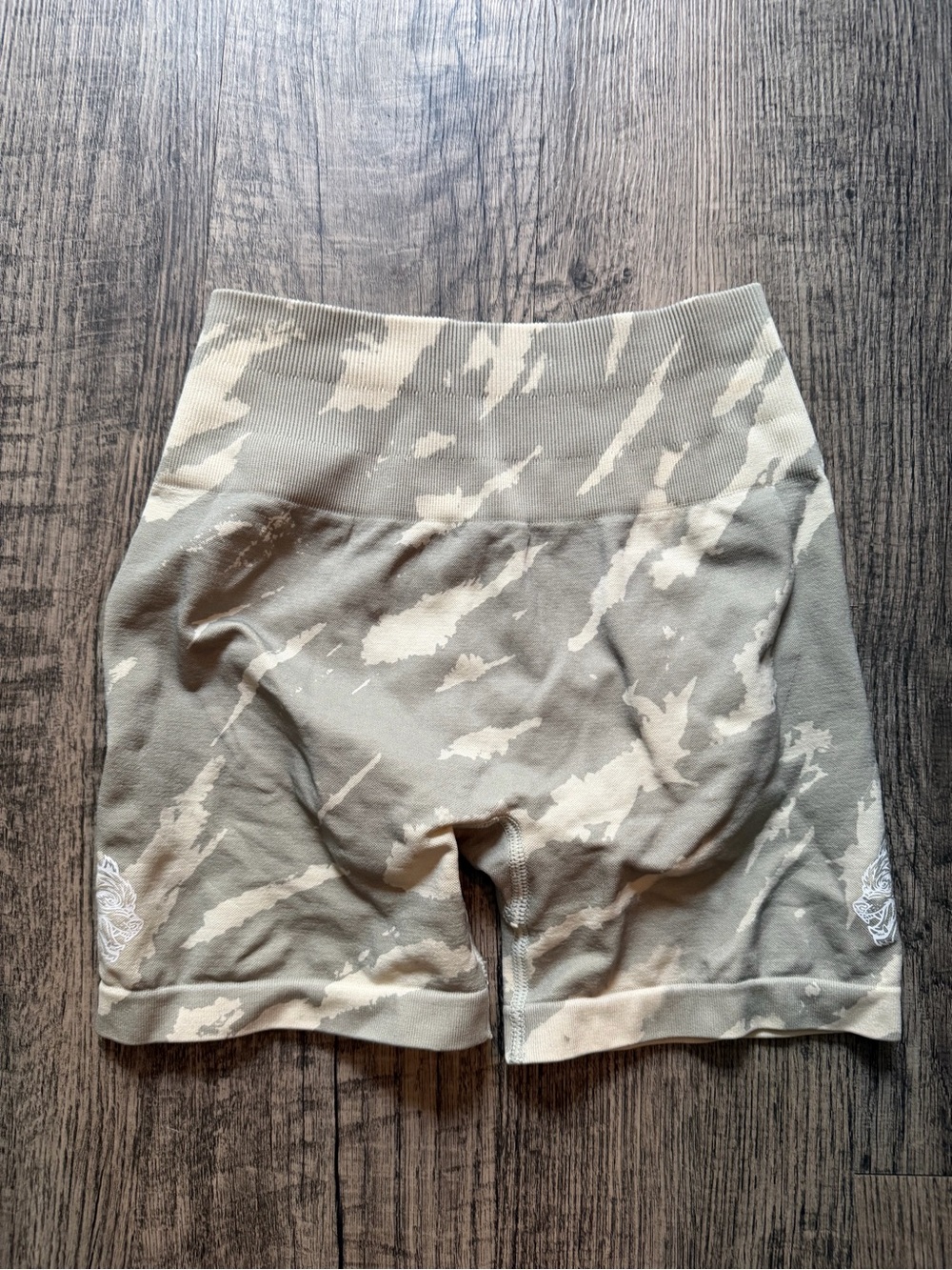 Darc Sport Olive and Cream Camo High-Waist Athletic Shorts